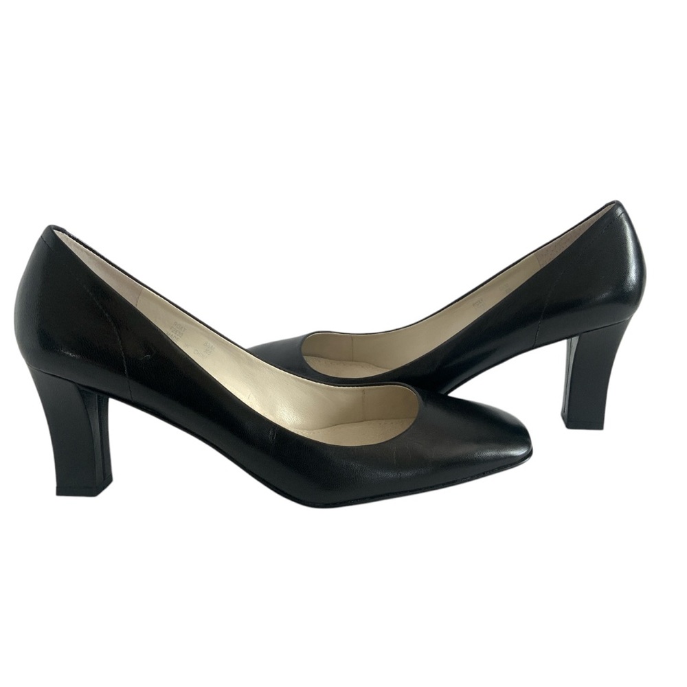Calvin Klein Black Leather Square Toe Block Heel Pump Women’s Size 8.5 NWOB